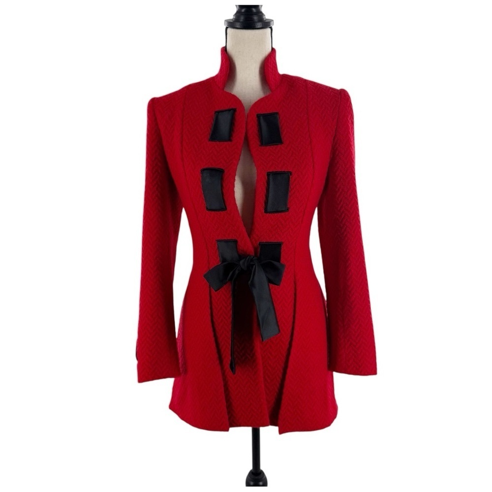 Peggy Jennings for Saks Fifth Avenue Red Wool Blend Jacket Coat - Size 4
